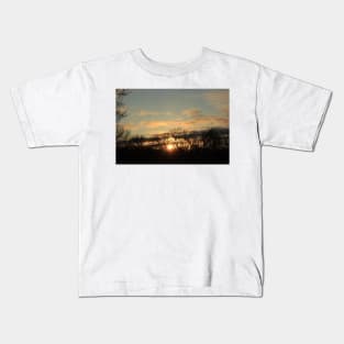 Kansas Golden Sky with tree silhouette's Kids T-Shirt